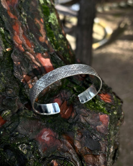 Sterling Silver Bracelet - Antiqued Textured Adjustable Design