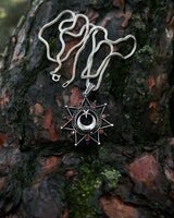 925 Sterling Silver Black Crescent & Star Necklace - Bold Statement