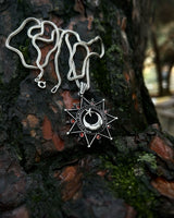 925 Sterling Silver Black Crescent & Star Necklace - Bold Statement