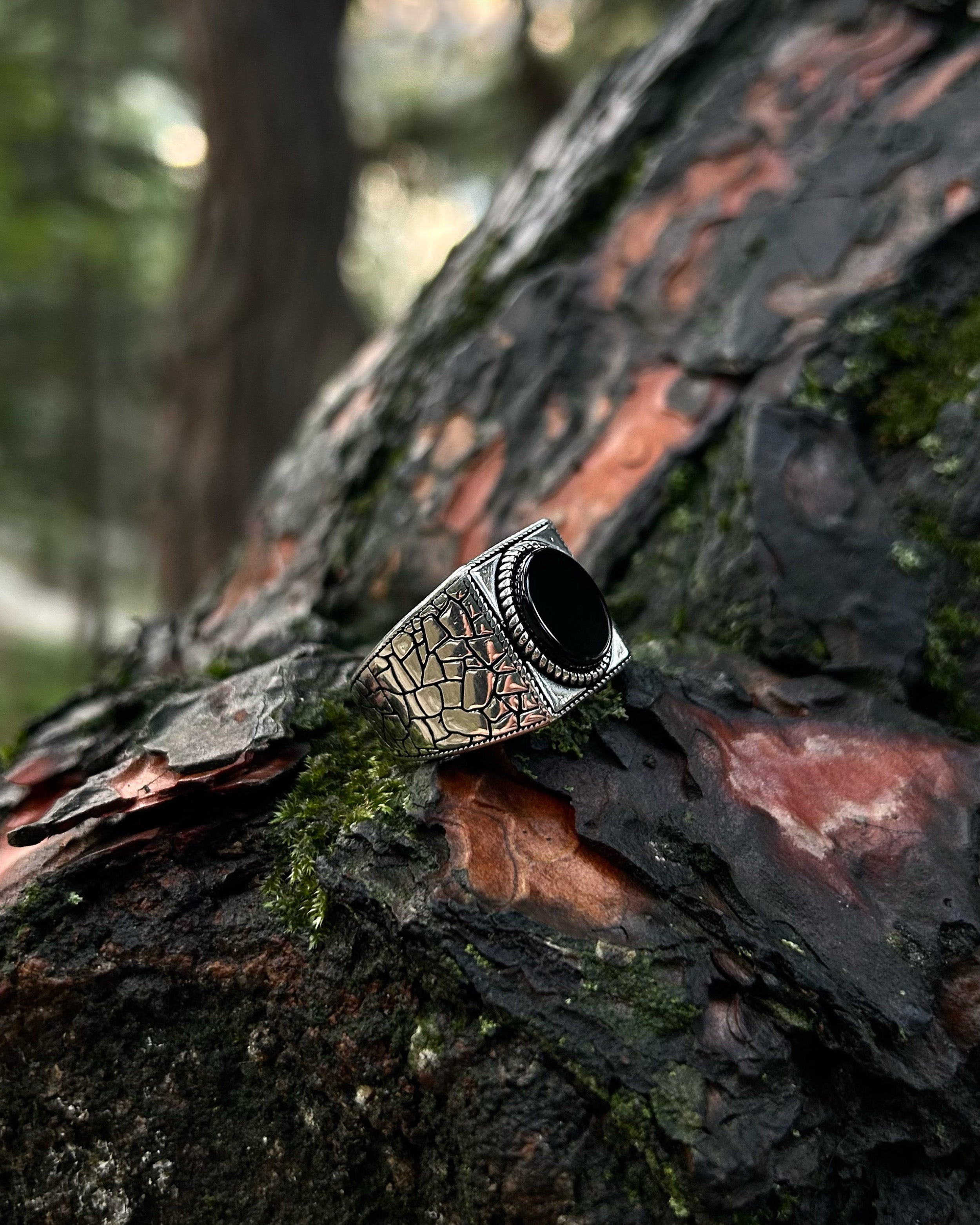 Sterling Silver Black Onyx Ring - Bold & Masculine Statement
