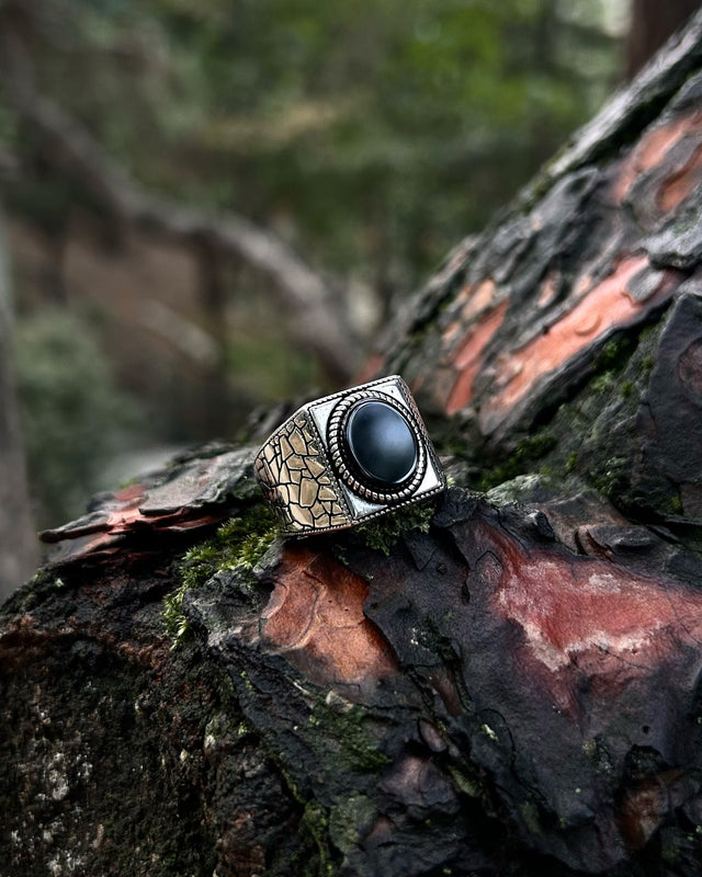 Sterling Silver Black Onyx Ring - Bold & Masculine Statement