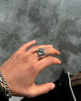 Sterling Silver Black Onyx Ring - Bold & Masculine Statement