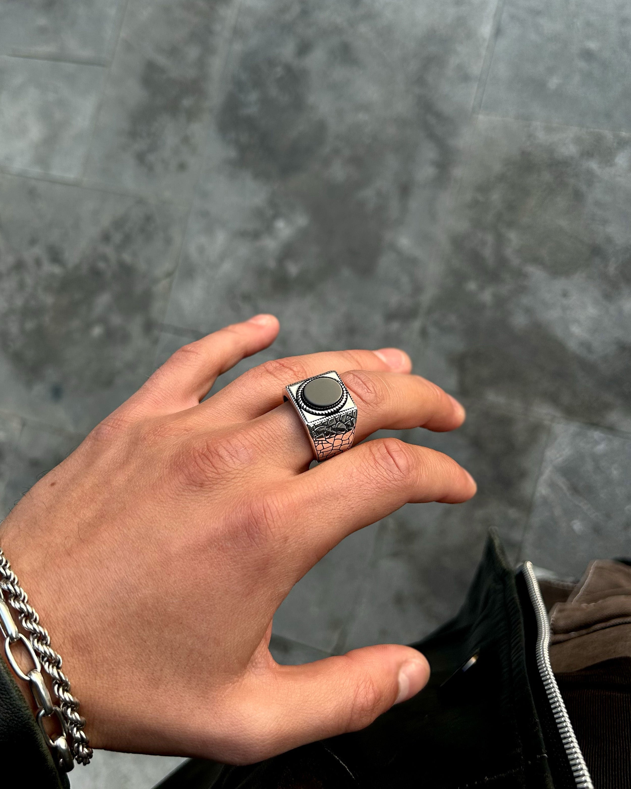 Sterling Silver Black Onyx Ring - Bold & Masculine Statement
