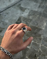 Sterling Silver Black Onyx Ring - Bold & Masculine Statement