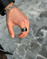 Sterling Silver Black Onyx Ring - Bold & Masculine Statement