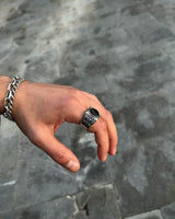 Sterling Silver Black Onyx Ring - Bold & Masculine Statement