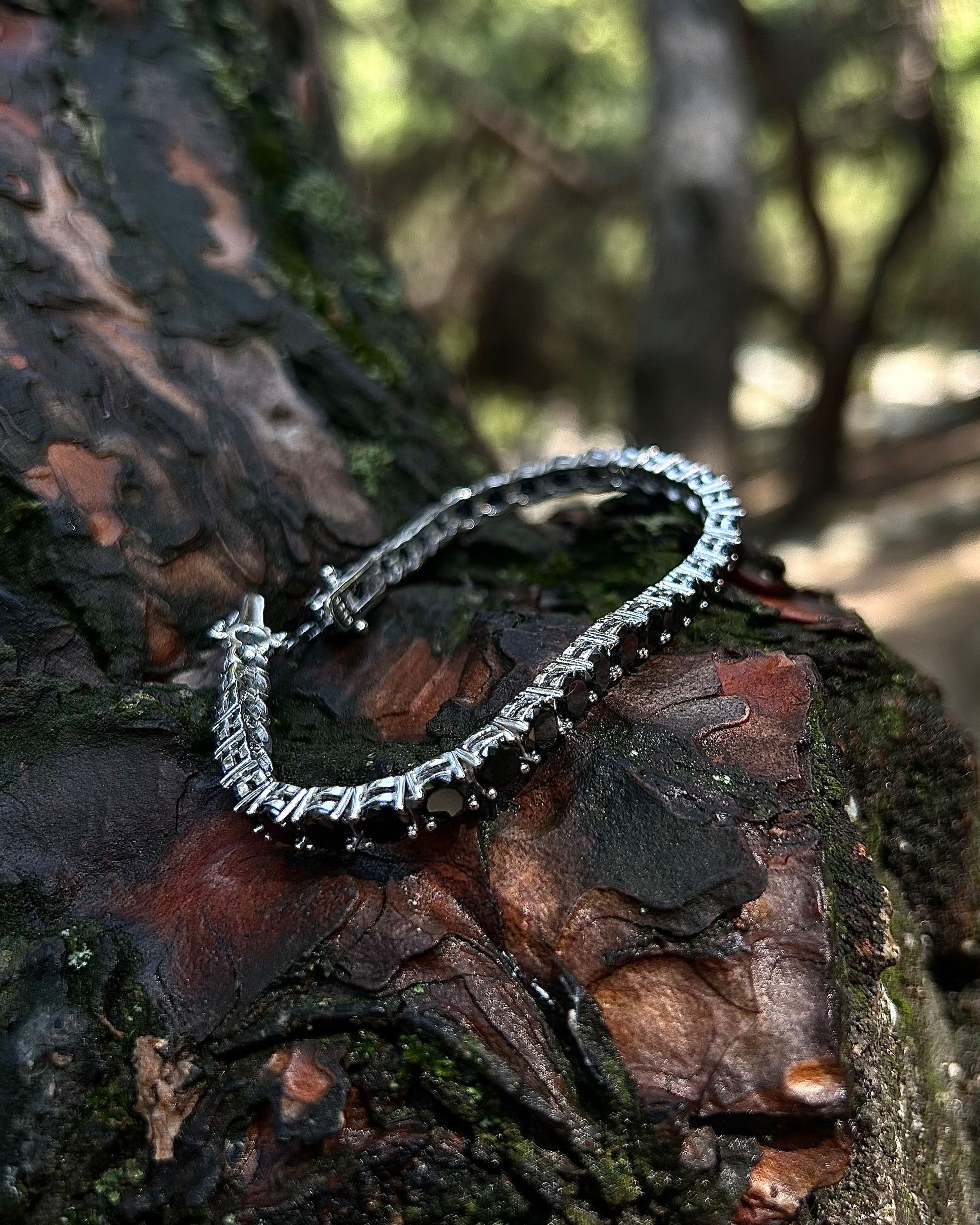 Zwart Rodium Geplateerde Sterling Zilveren Tennisarmband - Elegante Glans