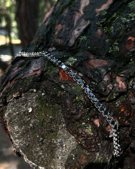 Black Rhodium Plated Sterling Silver Tennis Bracelet - Elegant Sparkle