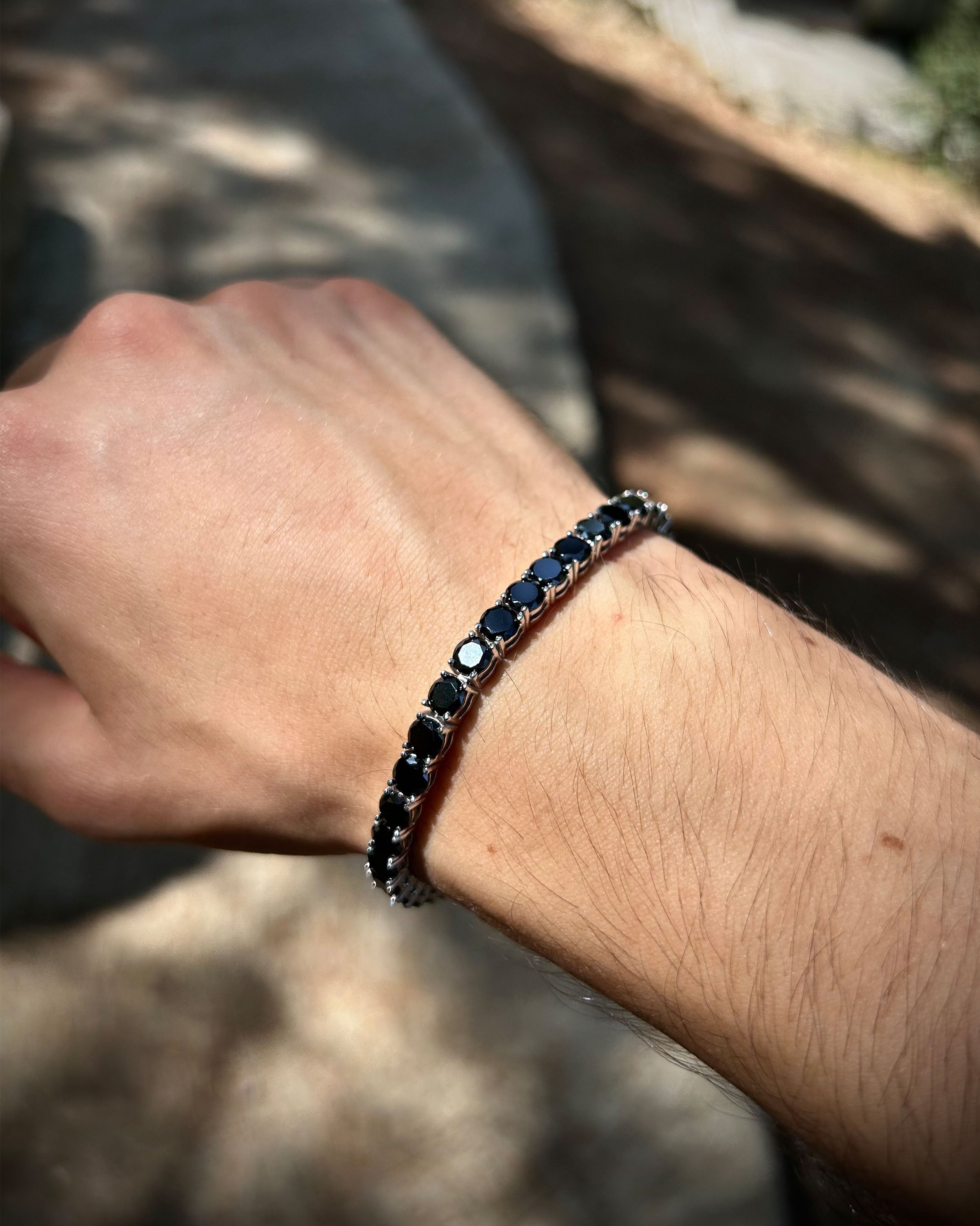 Zwart Rodium Geplateerde Sterling Zilveren Tennisarmband - Elegante Glans