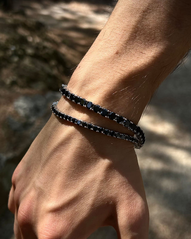 Black Rhodium Plated Sterling Silver Tennis Bracelet - Elegant Sparkle
