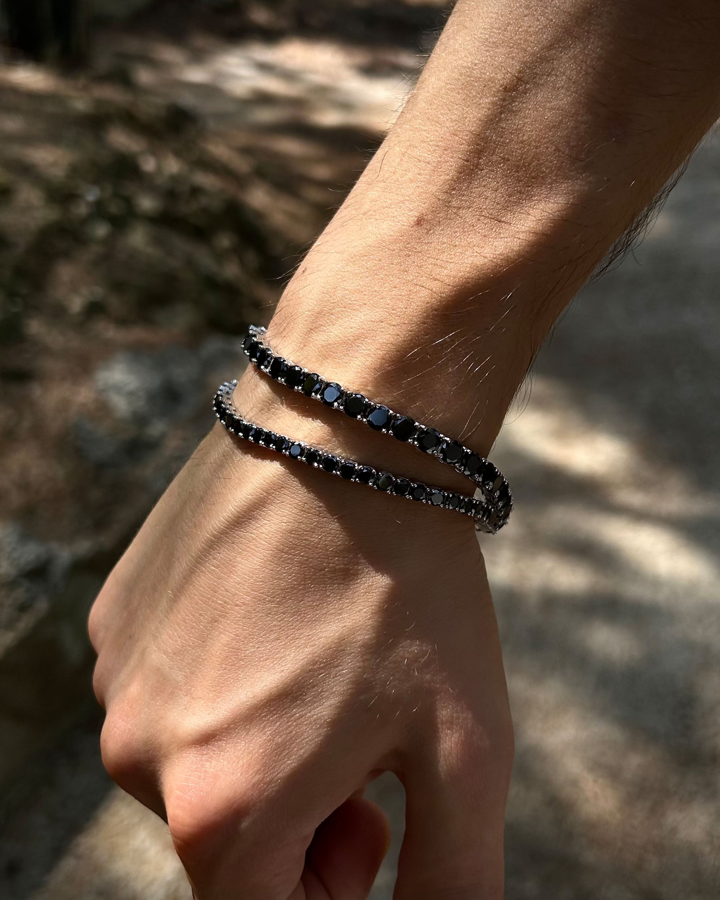 Zwart Rodium Geplateerde Sterling Zilveren Tennisarmband - Elegante Glans