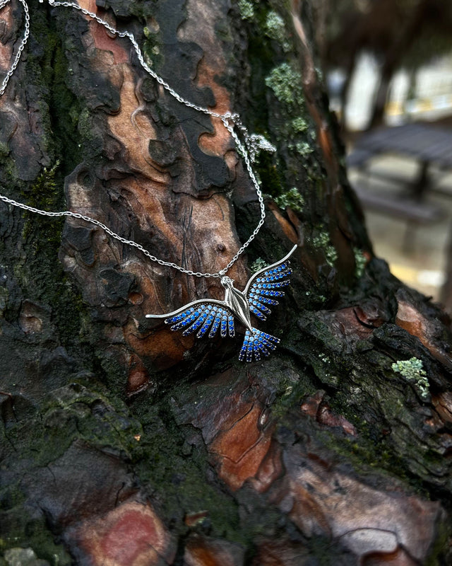 Sterling Silver Blue Phoenix Necklace - Rebirth & Patience