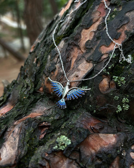 Sterling Silver Blue Phoenix Necklace - Rebirth & Patience