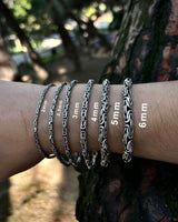 Men's 925 Sterling Silver Byzantine Chain Bracelet - Round Link