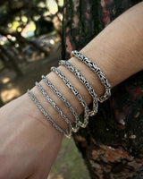 Men's 925 Sterling Silver Byzantine Chain Bracelet - Round Link