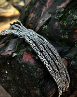 Sterling Silver Byzantine King Chain Bracelet - Square Cut