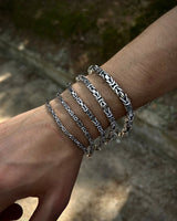 Sterling Silver Byzantine King Chain Bracelet - Square Cut