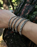 Sterling Silver Byzantine King Chain Bracelet - Square Cut