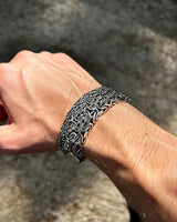 Sterling Silver Byzantine King Chain Bracelet - Square Cut