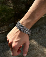 Sterling Silver Byzantine King Chain Bracelet - Square Cut