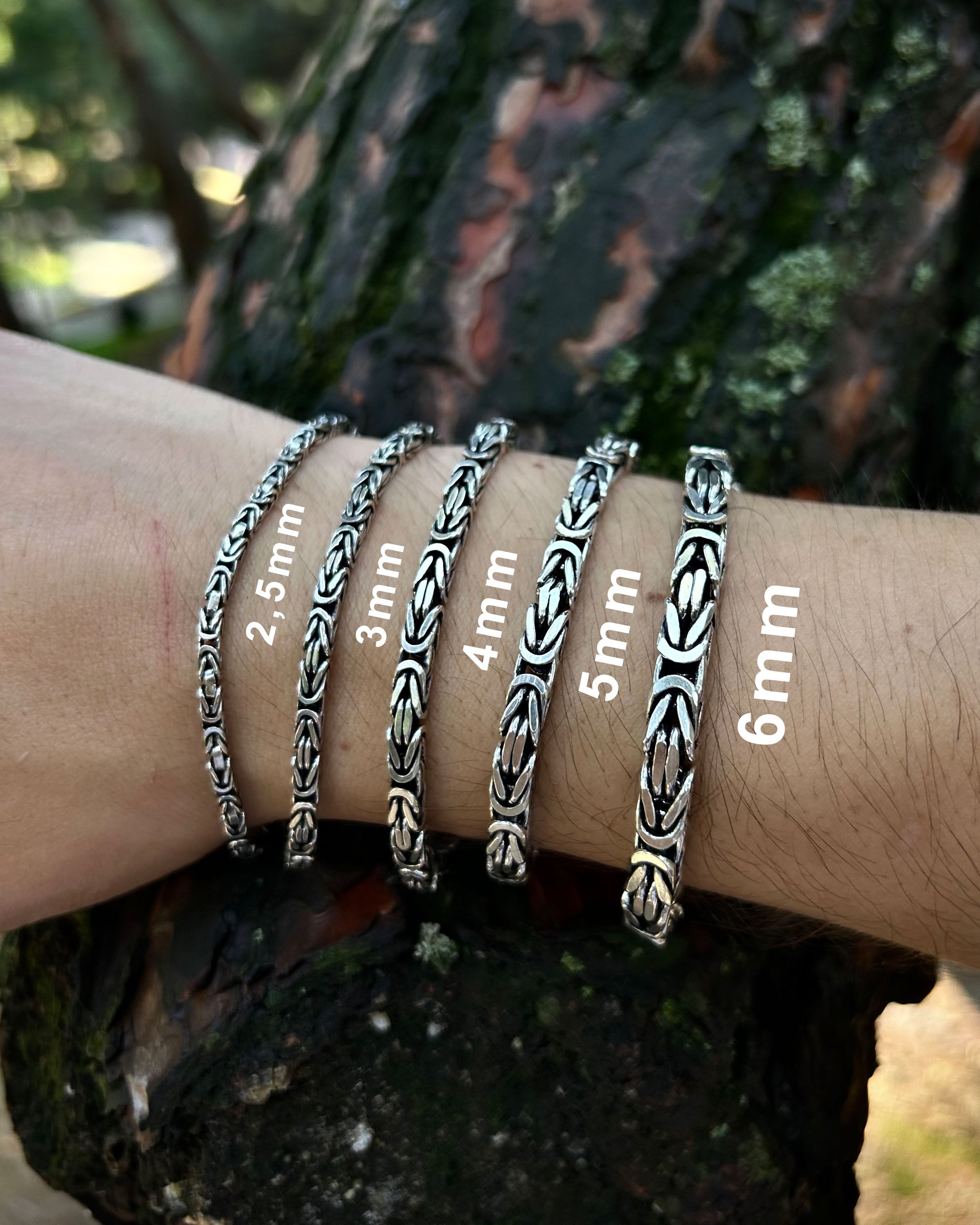 Sterling Silver Byzantine King Chain Bracelet - Square Cut