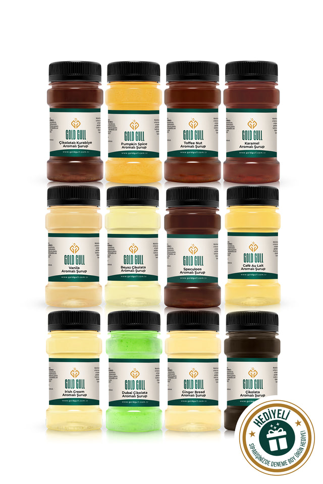 Gold Gull Premium Gourmet Flavored Coffee & Dessert Syrup Assortment - 12 x 80ml Bottles