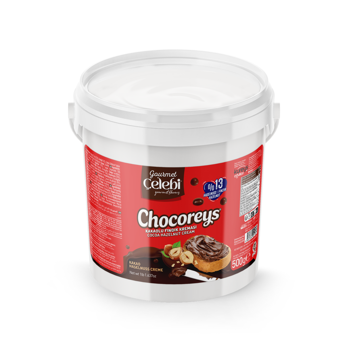Celebiogullari Professional Cocoa Hazelnut Cream (13% Hazelnut) - 500g, 1kg & 5kg Buckets