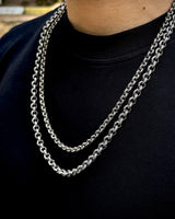 925 Sterling Silver Round Link Chain Necklace - Bold & Handcrafted