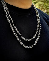 925 Sterling Silver Round Link Chain Necklace - Bold & Handcrafted