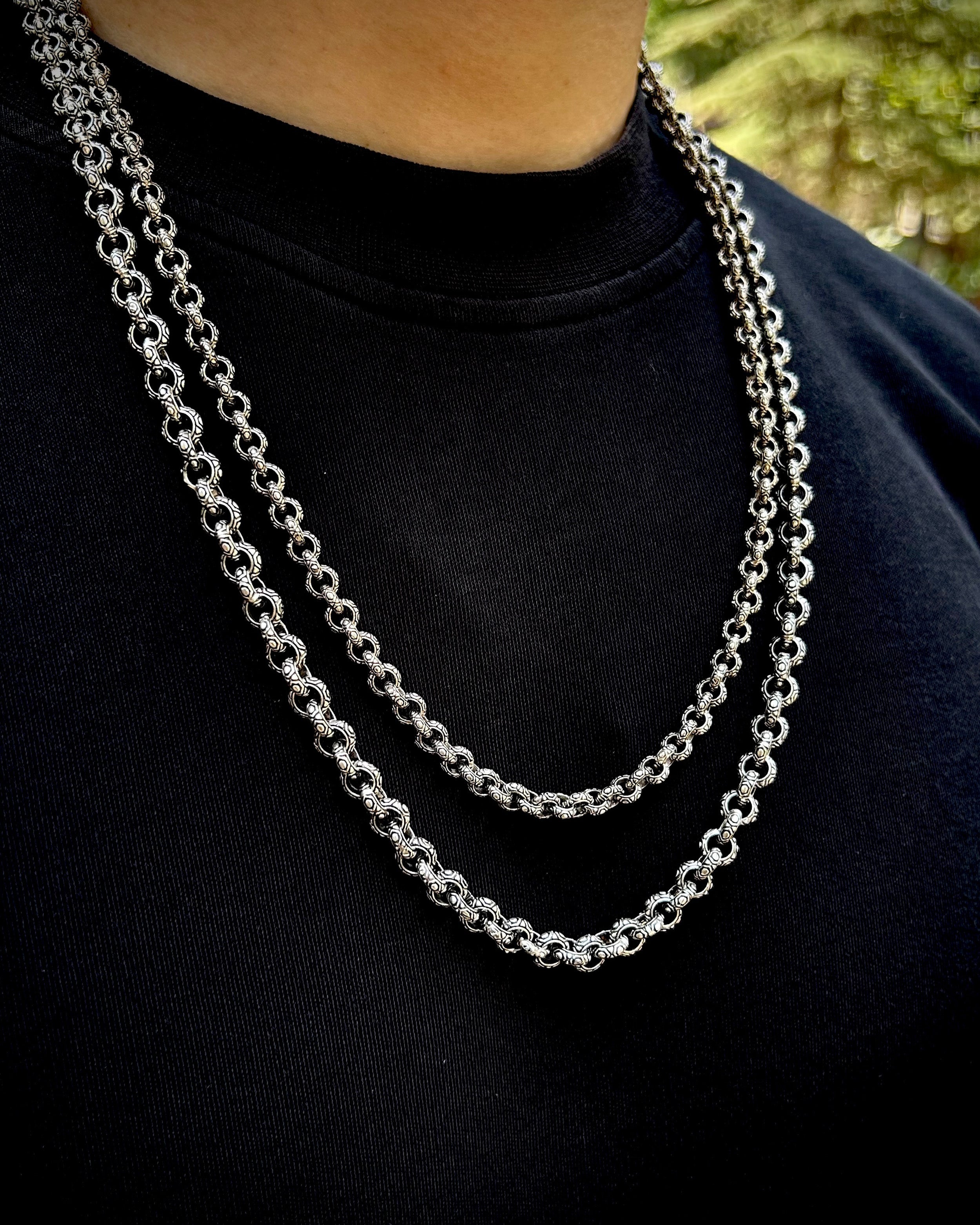 925 Sterling Silver Round Link Chain Necklace - Bold & Handcrafted