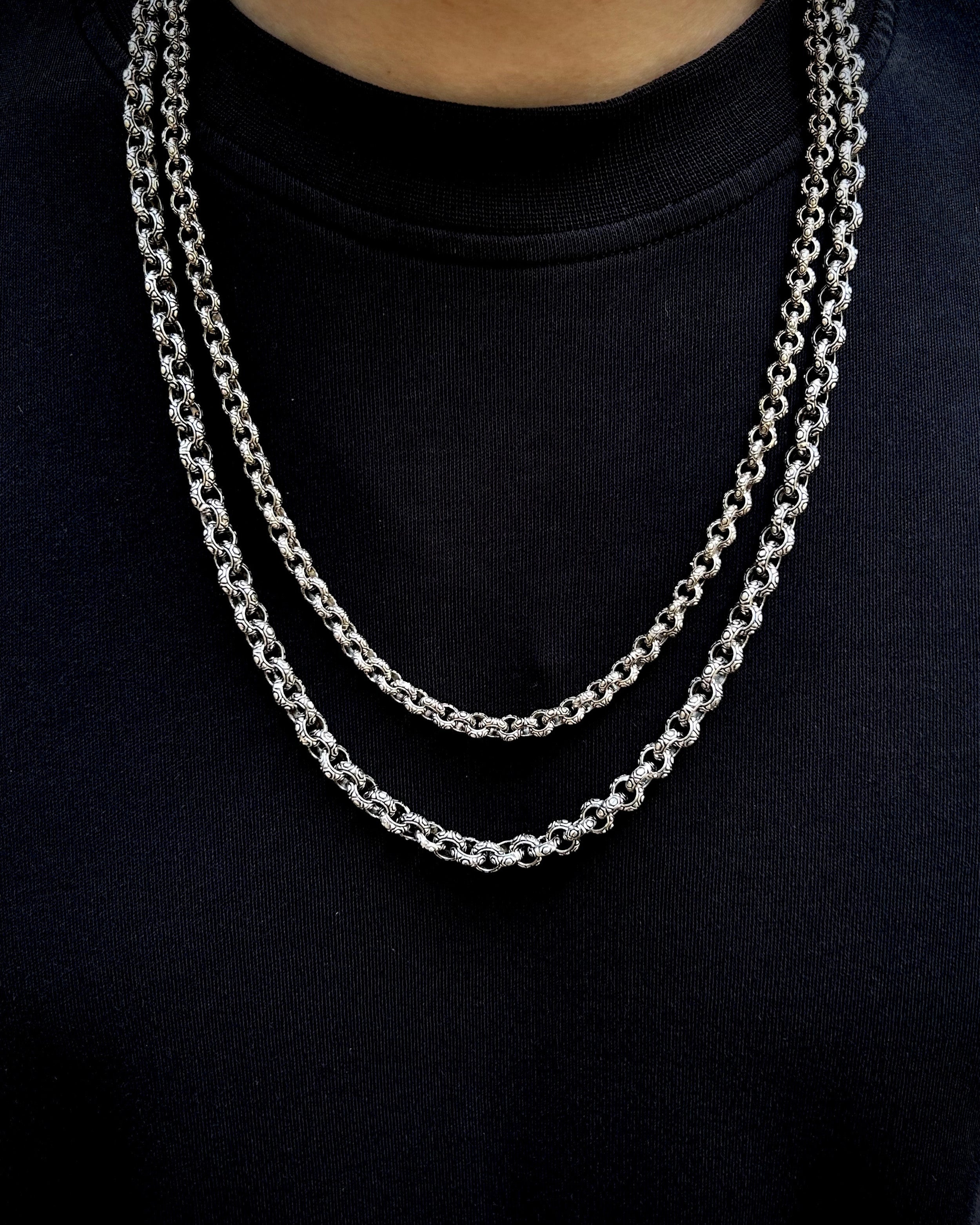 925 Sterling Silver Round Link Chain Necklace - Bold & Handcrafted