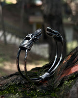 Handcrafted 925 Sterling Silver Crocodile Cuff Bracelet - Adjustable