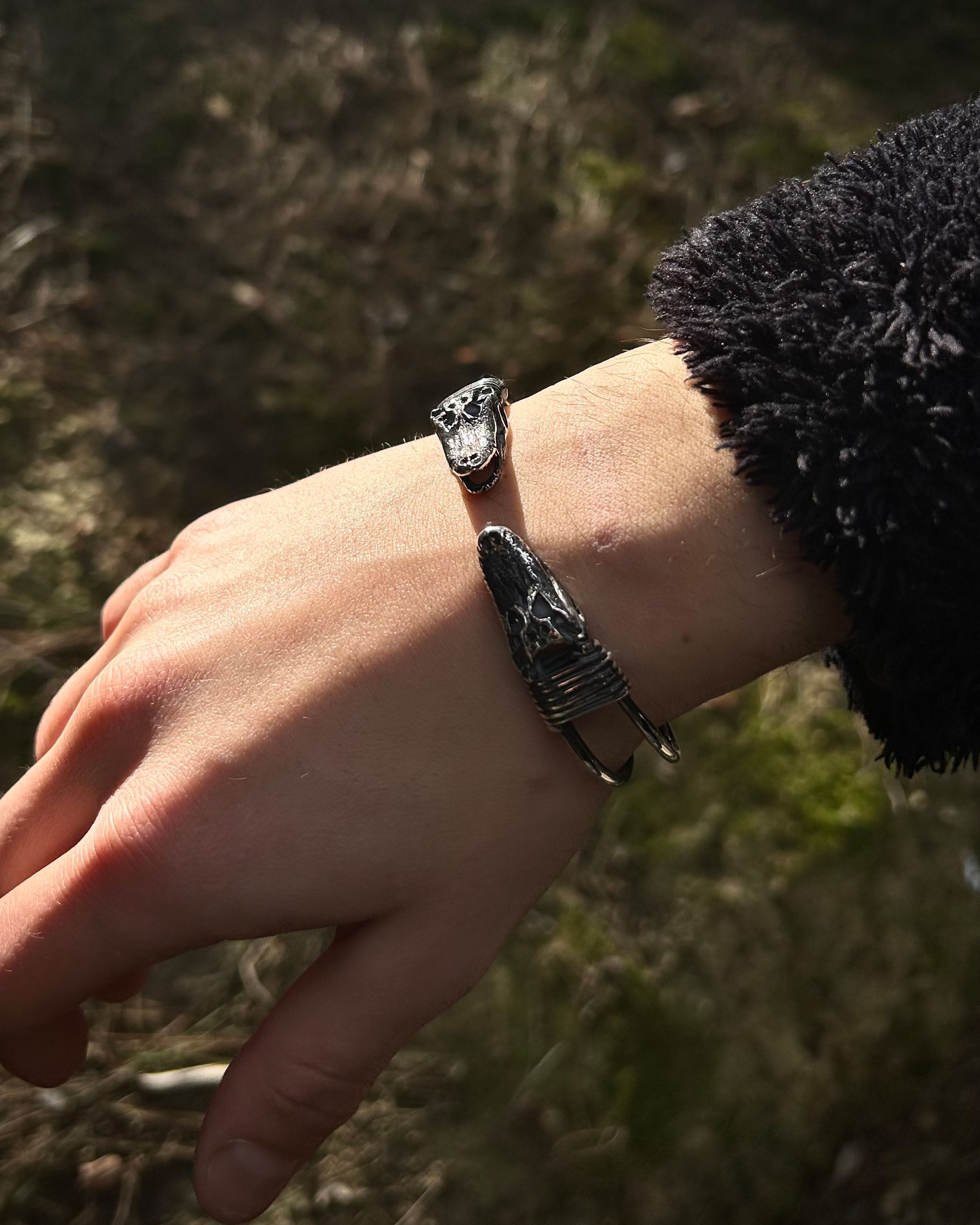 Handcrafted 925 Sterling Silver Crocodile Cuff Bracelet - Adjustable