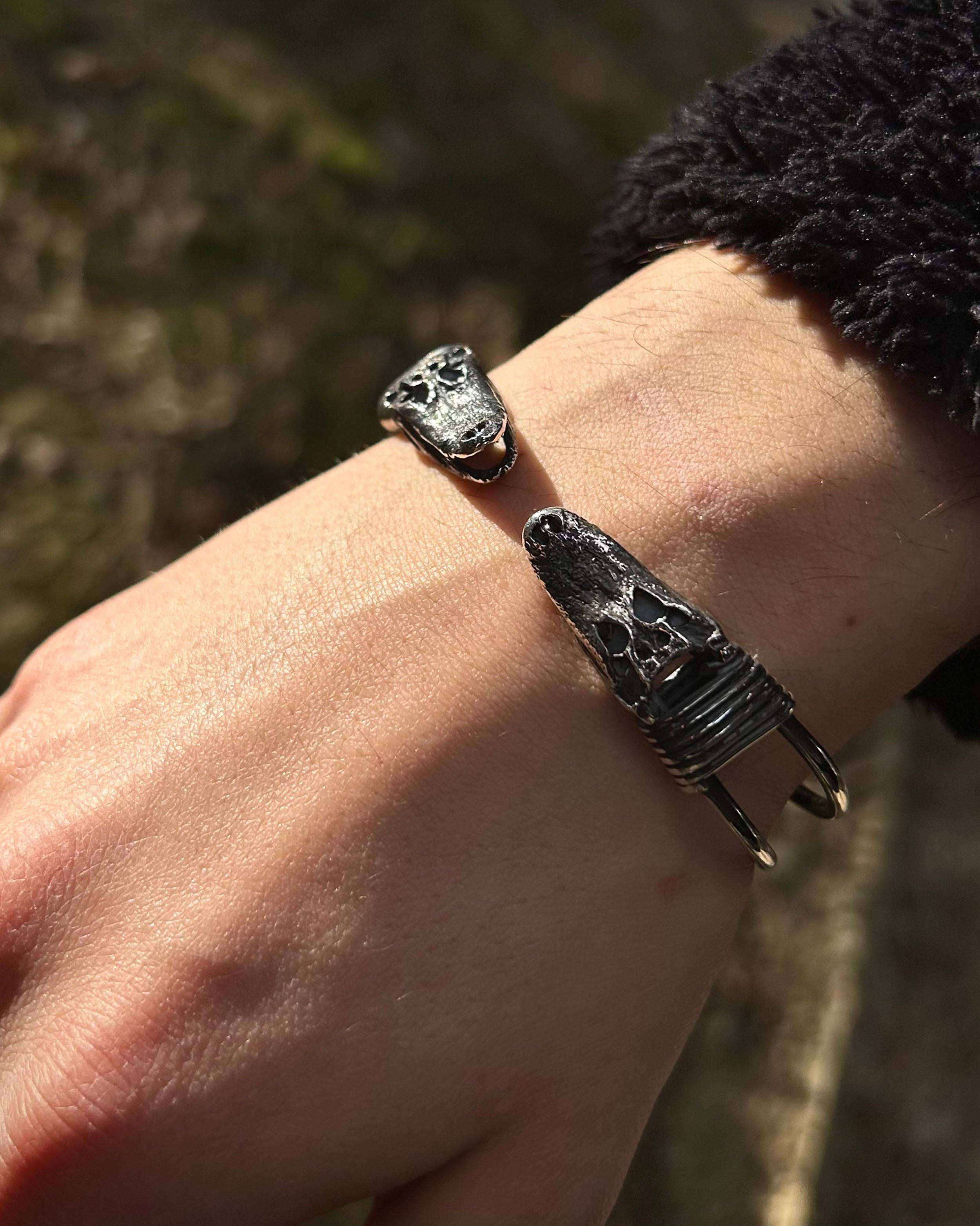 Handcrafted 925 Sterling Silver Crocodile Cuff Bracelet - Adjustable