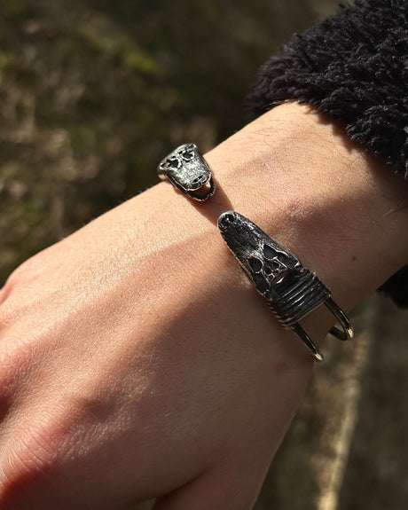 Handcrafted 925 Sterling Silver Crocodile Cuff Bracelet - Adjustable