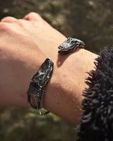 Handcrafted 925 Sterling Silver Crocodile Cuff Bracelet - Adjustable