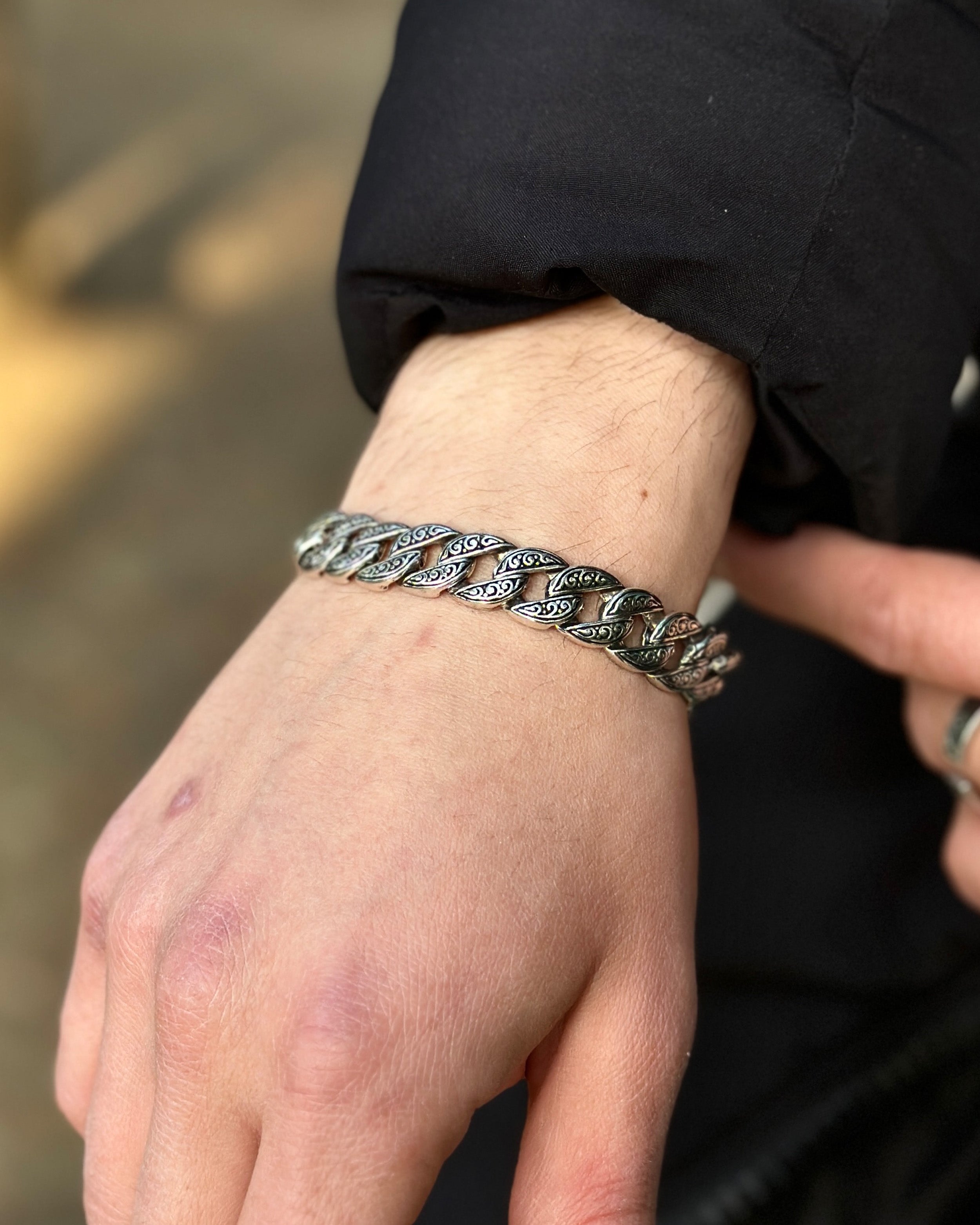 925 Sterling Silver Reversible Cuban Link Bracelet - Men's Statement