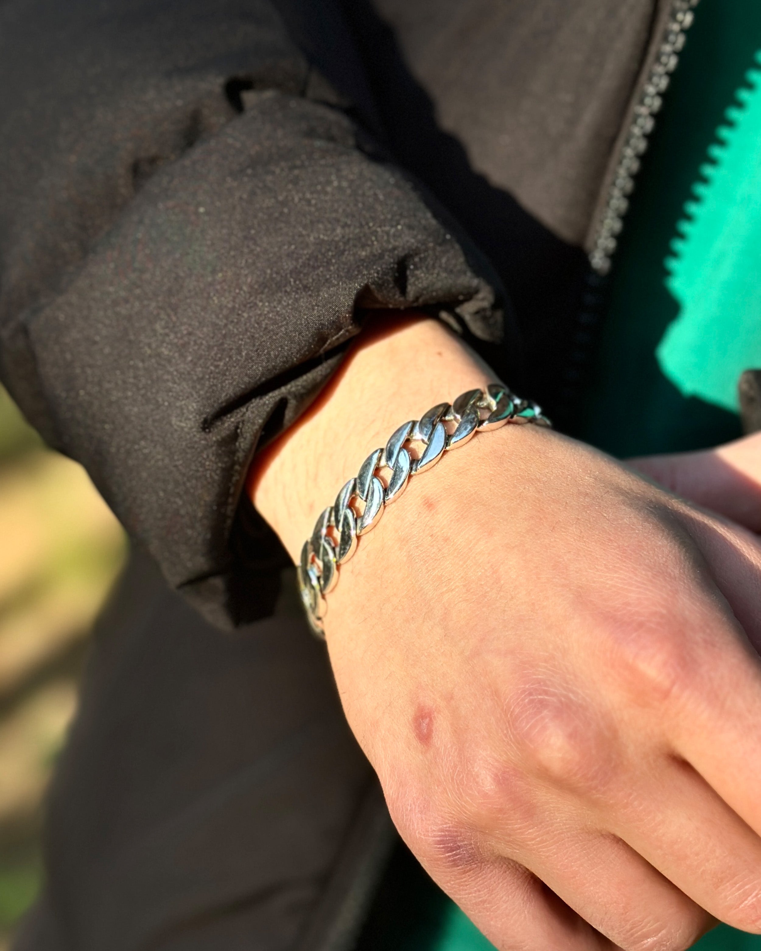 925 Sterling Silver Reversible Cuban Link Bracelet - Men's Statement