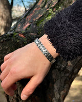 925 Sterling Silver Dragon Scale Bracelet - Adjustable Design