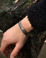 925 Sterling Silver Dragon Scale Bracelet - Adjustable Design