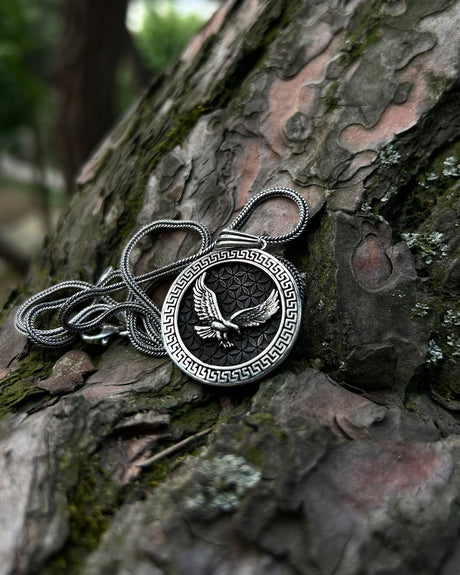 925 Sterling Silver Eagle Medallion Necklace - Symbol of Strength