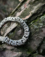 Sterling Silver Men's Chain Bracelet - Hand-Carved Heavy Design