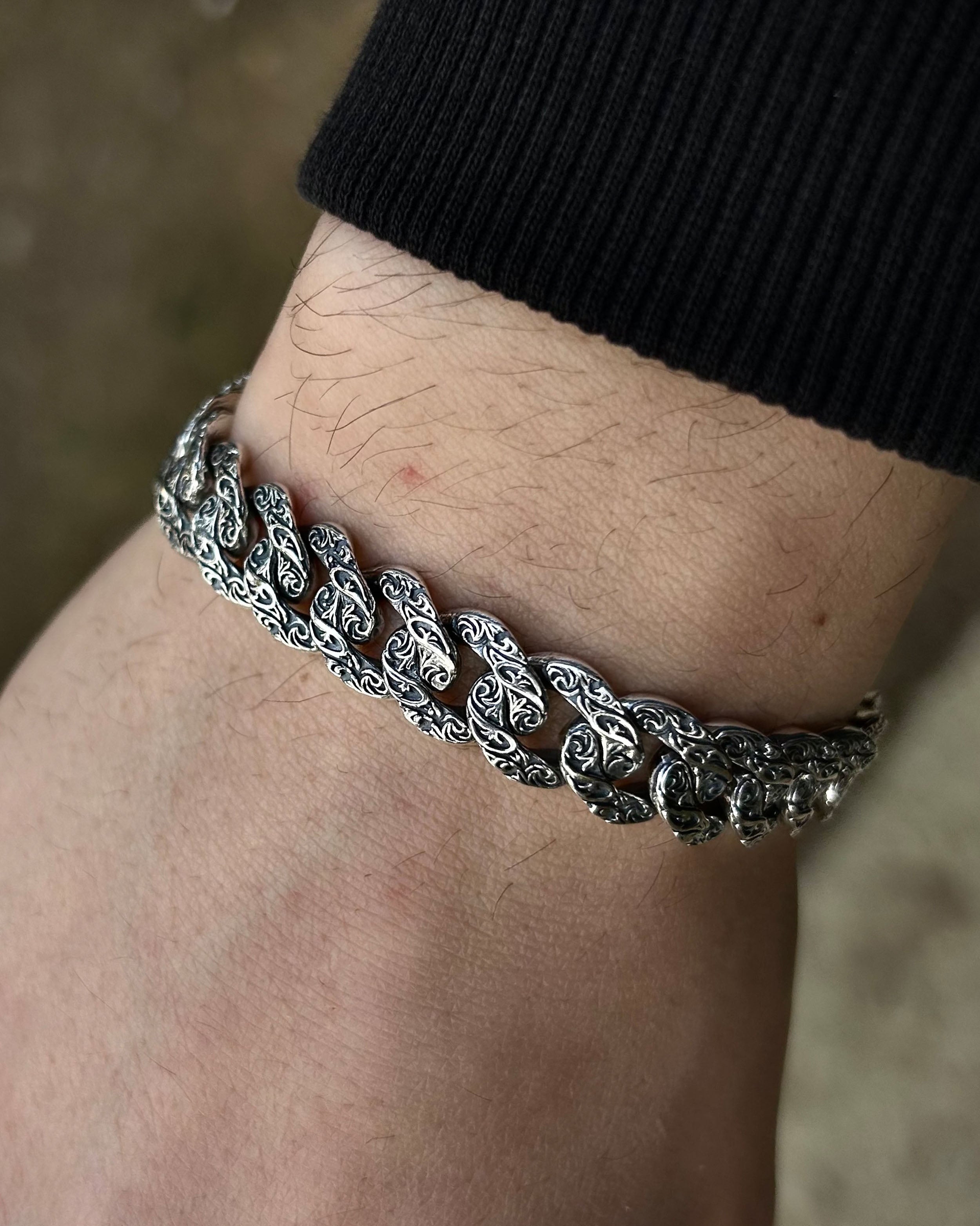 925 Sterling Silver Cuban Chain Bracelet - Handcrafted Design
