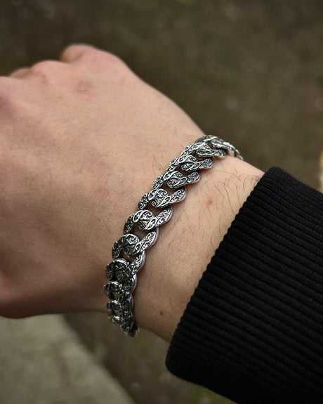 925 Sterling Silver Cuban Chain Bracelet - Handcrafted Design