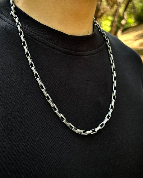 Men's 925 Sterling Silver Chain Necklace - Bold Hand-Worked Links