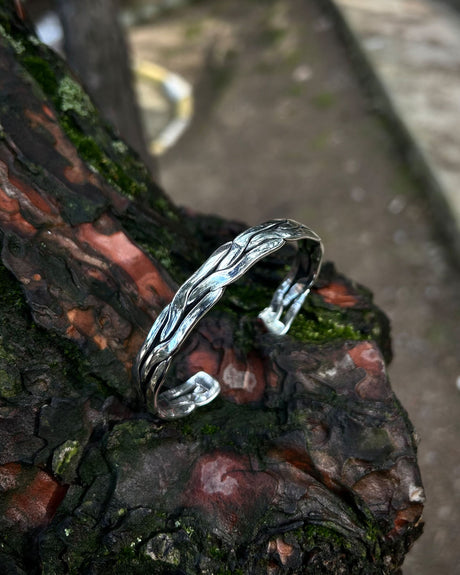 Men's 925 Sterling Silver Wavy Twist Bracelet - Adjustable Fit