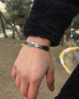 男士925纯银波浪扭转手链 - 可调节尺寸