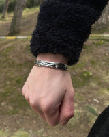 男士925纯银波浪扭转手链 - 可调节尺寸