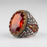 Bague pour homme en pierre rouge rubis
