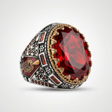 Bague pour homme en pierre rouge rubis